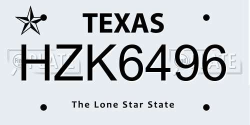 HZK6496 Texas License Plate