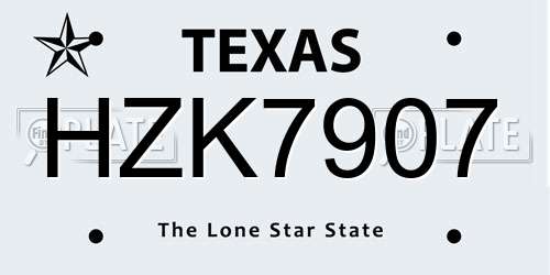 HZK7907 Texas License Plate