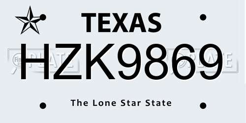 HZK9869 Texas License Plate