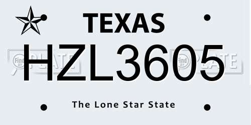 HZL3605 Texas License Plate