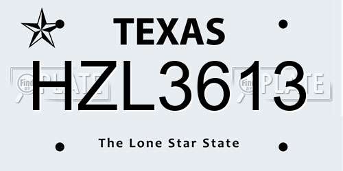 HZL3613 Texas License Plate