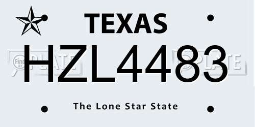 HZL4483 Texas License Plate