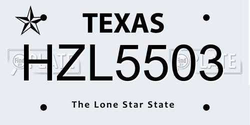 HZL5503 Texas License Plate