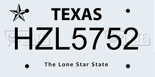 HZL5752 Texas License Plate