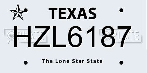 HZL6187 Texas License Plate