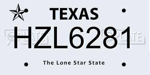 HZL6281 Texas License Plate