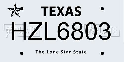 HZL6803 Texas License Plate