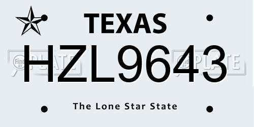 HZL9643 Texas License Plate