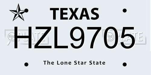 HZL9705 Texas License Plate