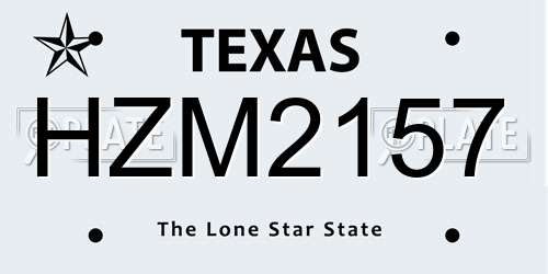 HZM2157 Texas License Plate