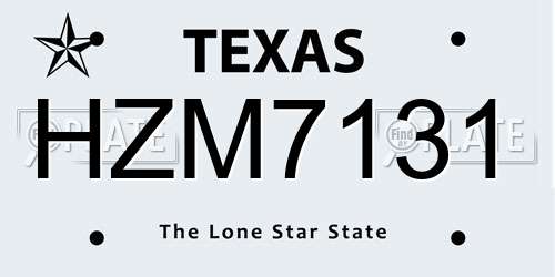 HZM7131 Texas License Plate