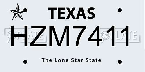 HZM7411 Texas License Plate