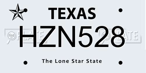 HZN528 Texas License Plate