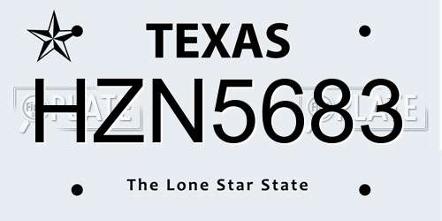 HZN5683 Texas License Plate