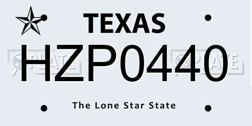 HZP0440 Texas License Plate