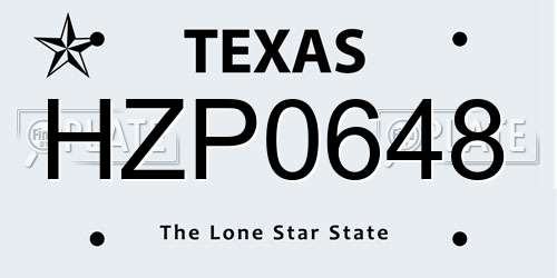 HZP0648 Texas License Plate