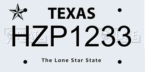 HZP1233 Texas License Plate