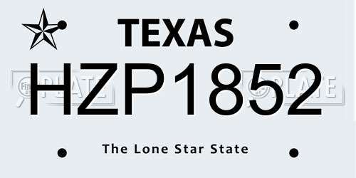 HZP1852 Texas License Plate