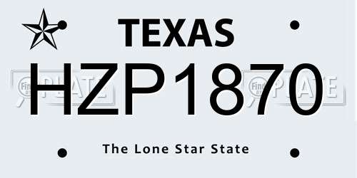 HZP1870 Texas License Plate