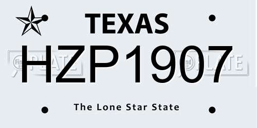 HZP1907 Texas License Plate