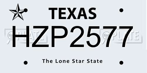 HZP2577 Texas License Plate