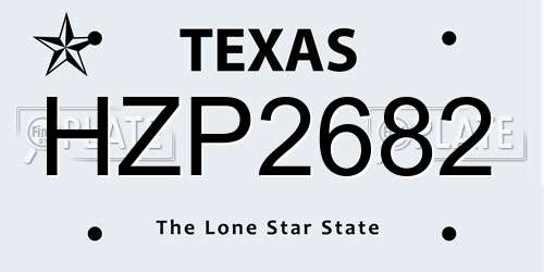 HZP2682 Texas License Plate