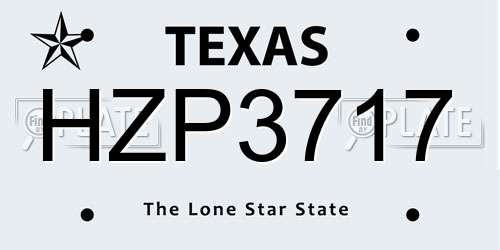 HZP3717 Texas License Plate