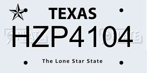 HZP4104 Texas License Plate