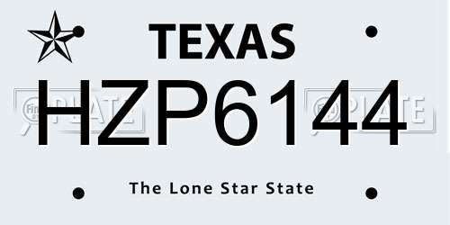 HZP6144 Texas License Plate