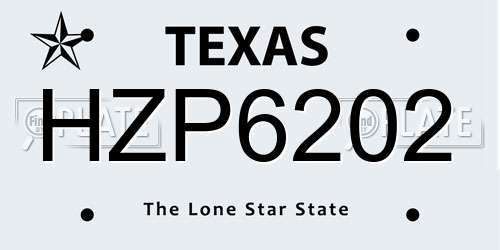 HZP6202 Texas License Plate