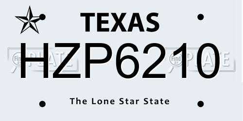 HZP6210 Texas License Plate