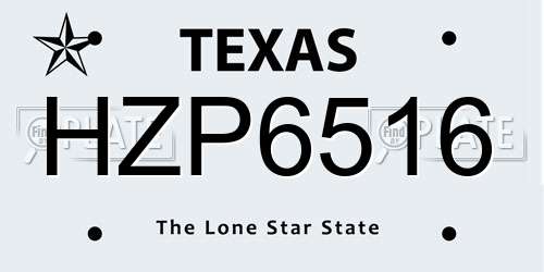 HZP6516 Texas License Plate