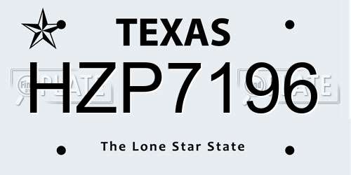 HZP7196 Texas License Plate