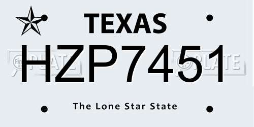 HZP7451 Texas License Plate