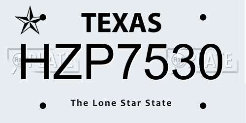 HZP7530 Texas License Plate
