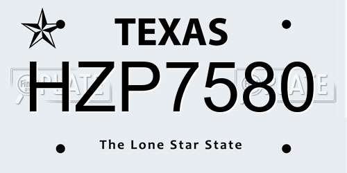 HZP7580 Texas License Plate