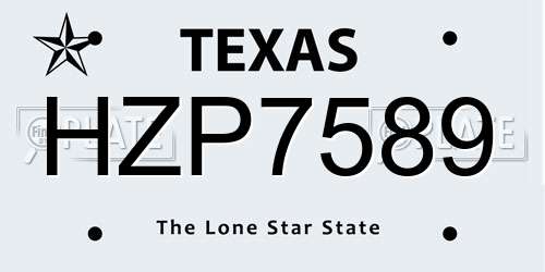 HZP7589 Texas License Plate