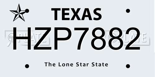 HZP7882 Texas License Plate
