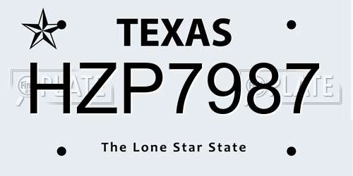 HZP7987 Texas License Plate