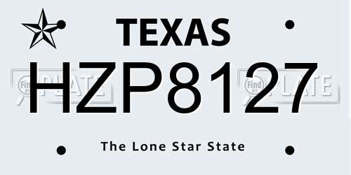 HZP8127 Texas License Plate