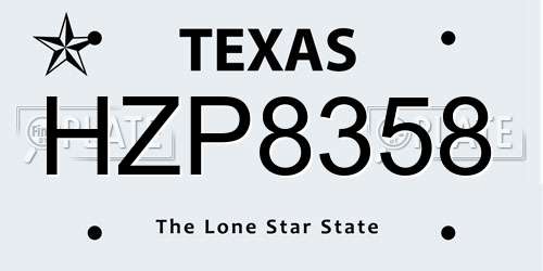 HZP8358 Texas License Plate