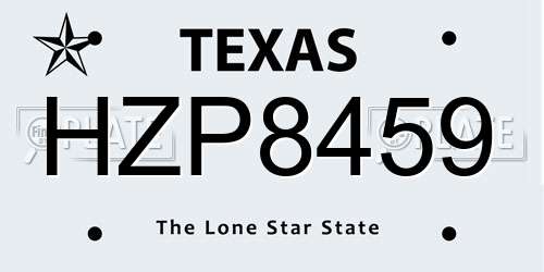 HZP8459 Texas License Plate