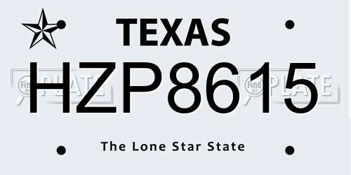 HZP8615 Texas License Plate