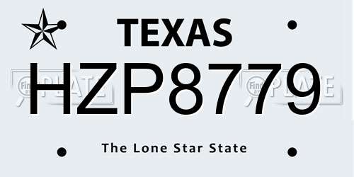 HZP8779 Texas License Plate