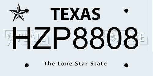 HZP8808 Texas License Plate