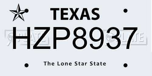 HZP8937 Texas License Plate