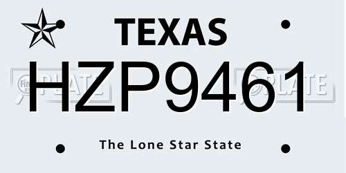 HZP9461 Texas License Plate
