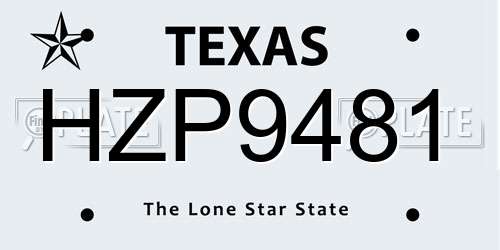 HZP9481 Texas License Plate