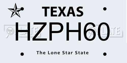 HZPH60 Texas License Plate