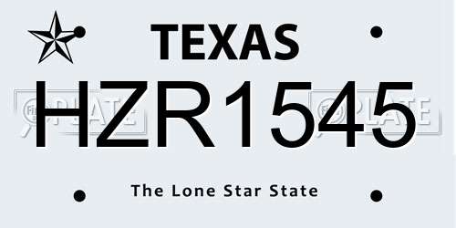 HZR1545 Texas License Plate